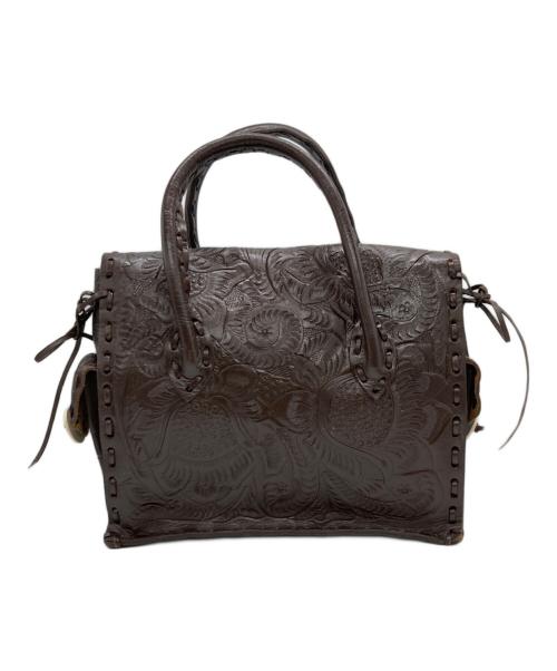 Carving Tribes（カービングトライブス）CARVING TRIBES (カービングトライブス) レザーハンドバッグ ブラウンの古着・服飾アイテム