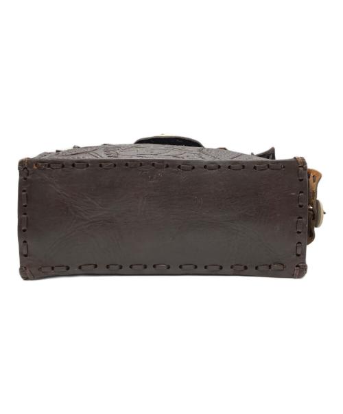 Carving Tribes（カービングトライブス）CARVING TRIBES (カービングトライブス) レザーハンドバッグ ブラウンの古着・服飾アイテム