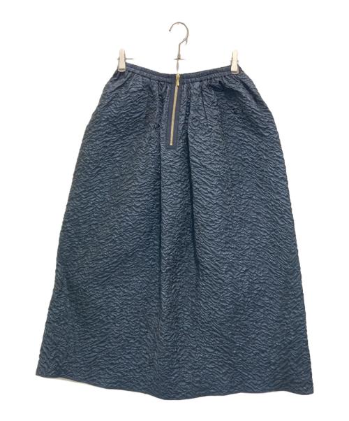 DRAWER（ドゥロワー）Drawer (ドゥロワー) パフジャガードスカート ネイビー サイズ:38の古着・服飾アイテム