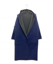 GALERIE VIE（ギャルリーヴィー）の古着「ウールダブルフェイス フーデッドコート」｜ネイビー×グレー