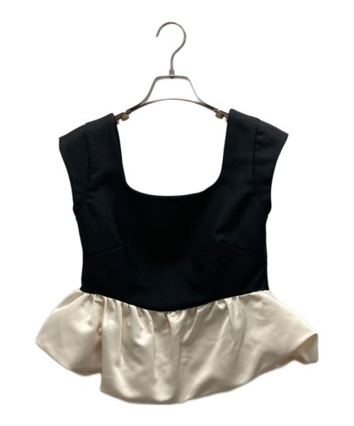 THE TOE（ザ・トゥー）THE TOE (ザ・トゥー) Ifestou Frill Top ブラック×ホワイト サイズ:Sの古着・服飾アイテム