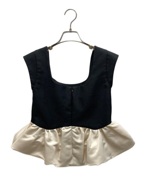 THE TOE（ザ・トゥー）THE TOE (ザ・トゥー) Ifestou Frill Top ブラック×ホワイト サイズ:Sの古着・服飾アイテム