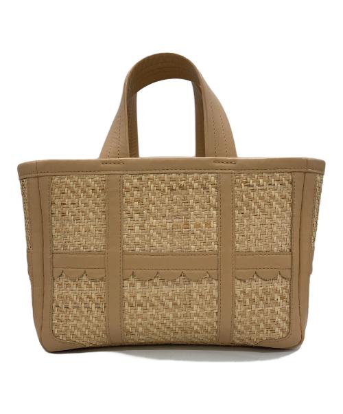 LUDLOW（ラドロー）LUDLOW (ラドロー) スカラップラフィアトートバッグS ベージュの古着・服飾アイテム
