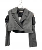 ZARA×MAISON SPECIALザラ×メゾンスペシャル）の古着「ストライプ ディストラクト ブレザー」｜グレー