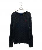 POLO RALPH LAURENポロ・ラルフローレン）の古着「ケーブルニット コットン セーター」｜ブラック