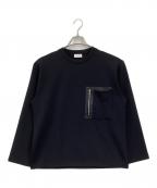 COLUMNコラム）の古着「レザーパッチポケットロングスリーブTシャツ」｜ブラック