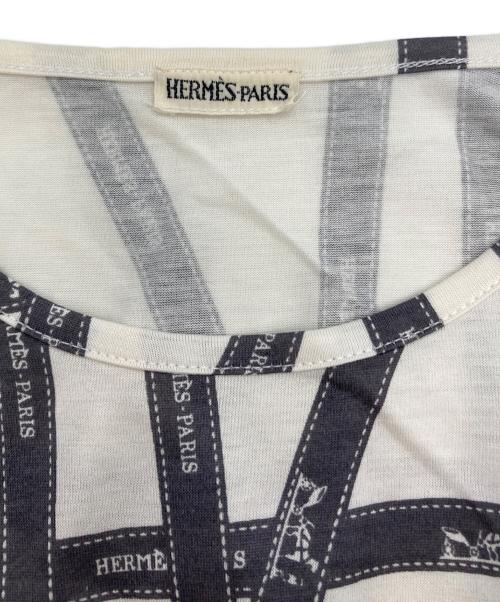 HERMES（エルメス）HERMES (エルメス) ボルデュック柄カットソー ホワイト サイズ:MEの古着・服飾アイテム