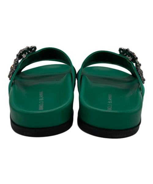 Manolo Blahnik（マノロブラニク）Manolo Blahnik (マノロブラニク) CHILANGHI サンダル グリーン サイズ:37の古着・服飾アイテム