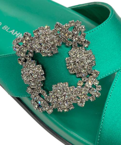 Manolo Blahnik（マノロブラニク）Manolo Blahnik (マノロブラニク) CHILANGHI サンダル グリーン サイズ:37の古着・服飾アイテム