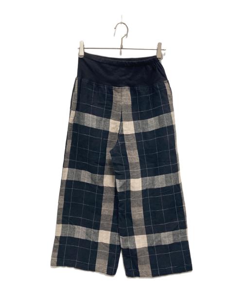 BEARDSLEY（ビアズリー）BEARDSLEY (ビアズリー) リネンチェックウエストリブパンツ ブラックの古着・服飾アイテム