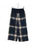 BEARDSLEY (ビアズリー) リネンチェックウエストリブパンツ ブラック：7000円