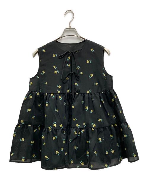 YORI（ヨリ）yori (ヨリ) ラメクローバーティアードジレ ブラック×イエロー サイズ:Fの古着・服飾アイテム