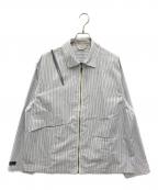 jiedaジエダ）の古着「RIPSTOP HOLE ZIP SHIRT JACKET」｜ブルー×ホワイト