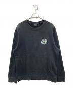 stussyステューシー）の古着「アンモナイトバックプリントスウェット」｜ブラック