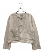 green label relaxingグリーンレーベルリラクシング）の古着「カラミレースノーカラージャケット」｜アイボリー