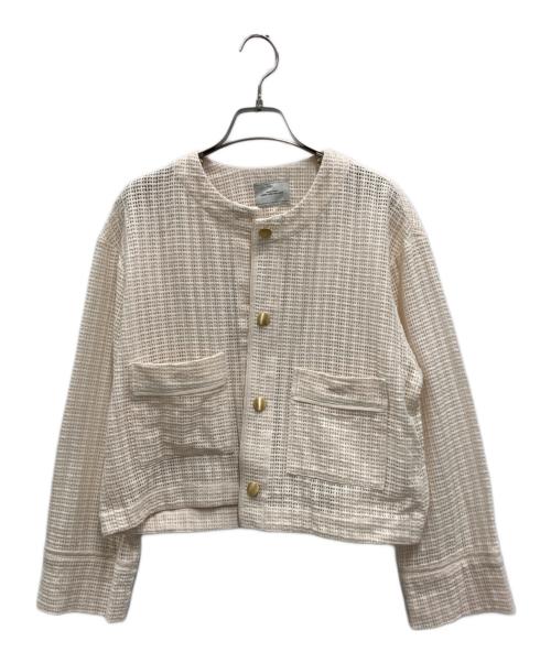 green label relaxing（グリーンレーベルリラクシング）green label relaxing (グリーンレーベルリラクシング) カラミレースノーカラージャケット アイボリー サイズ:FREEの古着・服飾アイテム