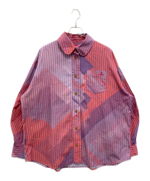 Vivienne Westwood RED LABEL（ヴィヴィアンウエストウッドレッドレーベル）Vivienne Westwood RED LABEL (ヴィヴィアンウエストウッドレッドレーベル) BatterseaPowerStationポイントスリーブシャツ ピンク×パープル サイズ:00の古着・服飾アイテム