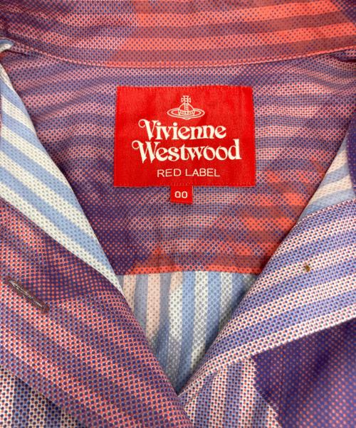 Vivienne Westwood RED LABEL（ヴィヴィアンウエストウッドレッドレーベル）Vivienne Westwood RED LABEL (ヴィヴィアンウエストウッドレッドレーベル) BatterseaPowerStationポイントスリーブシャツ ピンク×パープル サイズ:00の古着・服飾アイテム