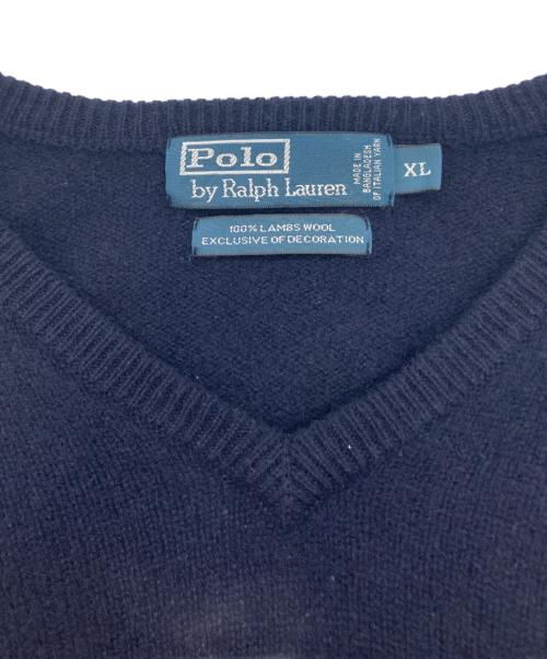 POLO RALPH LAUREN（ポロ・ラルフローレン）POLO RALPH LAUREN (ポロ・ラルフローレン) Vネックニット ネイビー サイズ:XLの古着・服飾アイテム