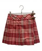 BURBERRYバーバリー）の古着「チェックプリーツスカート」｜ピンク