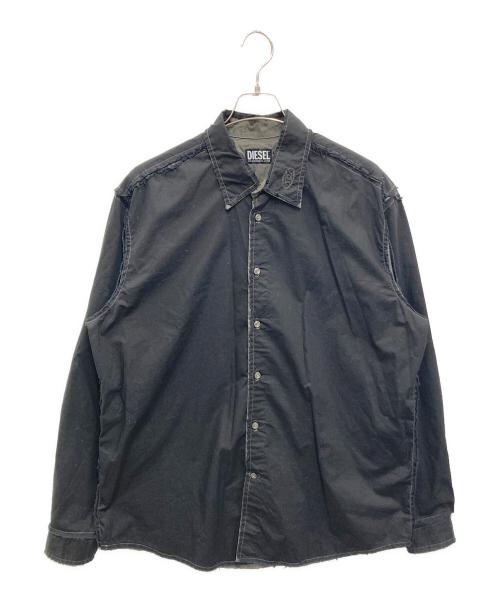 DIESEL（ディーゼル）DIESEL (ディーゼル) S-WEEZER ダメージ加工シャツ ブラック×カーキ サイズ:Mの古着・服飾アイテム