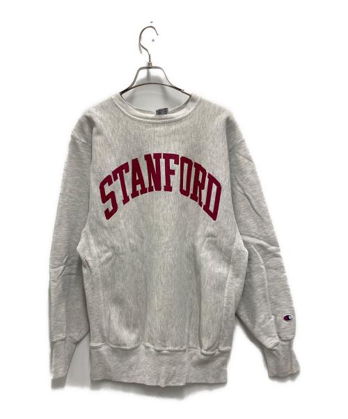 Champion REVERSE WEAVE（チャンピオン リバース ウィーブ）Champion REVERSE WEAVE (チャンピオン リバース ウィーブ) カレッジロゴ両面プリントスウェット グレー サイズ:XLの古着・服飾アイテム