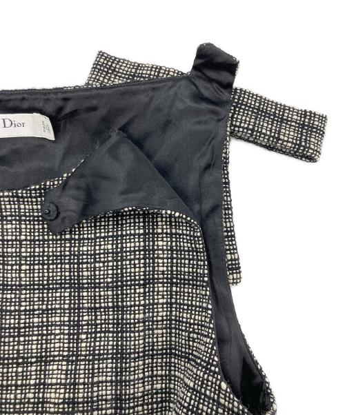 Christian Dior（クリスチャン ディオール）Christian Dior (クリスチャン ディオール) ツイードノースリーブワンピース ホワイト×ブラック サイズ:34の古着・服飾アイテム