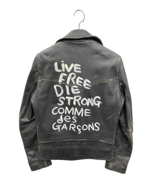 Lewis Leathers（ルイスレザース）Lewis Leathers (ルイスレザース) COMME des GARCONS (コムデギャルソン) ライトニングダブルライダースジャケット ブラック サイズ:38の古着・服飾アイテム