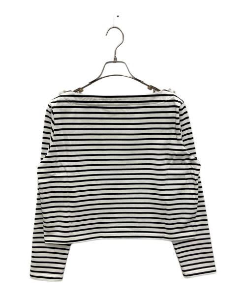 rosy monster（ロージーモンスター）rosy monster (ロージーモンスター) fish shell button border tops ホワイト×ブラック サイズ:FREE 未使用品の古着・服飾アイテム