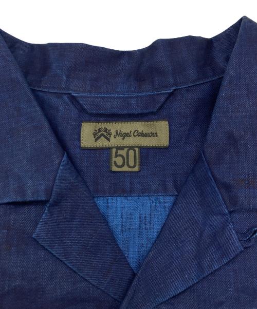 NIGEL CABOURN（ナイジェルケーボン）NIGEL CABOURN (ナイジェルケーボン) OPEN COLLAR SHIRT LINEN INDIGO インディゴ サイズ:50の古着・服飾アイテム
