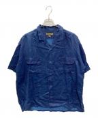 NIGEL CABOURNナイジェルケーボン）の古着「OPEN COLLAR SHIRT LINEN INDIGO」｜インディゴ