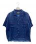 NIGEL CABOURN（ナイジェルケーボン）の古着「OPEN COLLAR SHIRT LINEN INDIGO」｜インディゴ