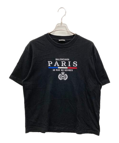 BALENCIAGA（バレンシアガ）BALENCIAGA (バレンシアガ) PARISロゴ刺繍Tシャツ ブラック サイズ:Lの古着・服飾アイテム