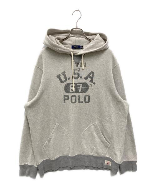 POLO RALPH LAUREN（ポロ・ラルフローレン）POLO RALPH LAUREN (ポロ・ラルフローレン) 前Vガゼットパーカー グレー サイズ:XLの古着・服飾アイテム