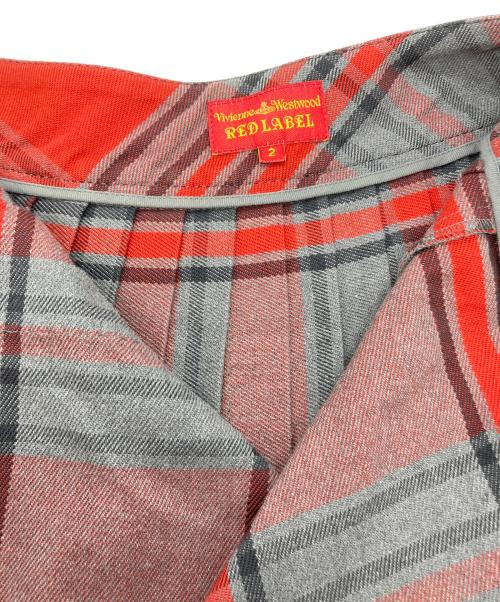Vivienne Westwood RED LABEL（ヴィヴィアンウエストウッドレッドレーベル）Vivienne Westwood RED LABEL (ヴィヴィアンウエストウッドレッドレーベル) チェックラップスカート グレー×レッド サイズ:2の古着・服飾アイテム