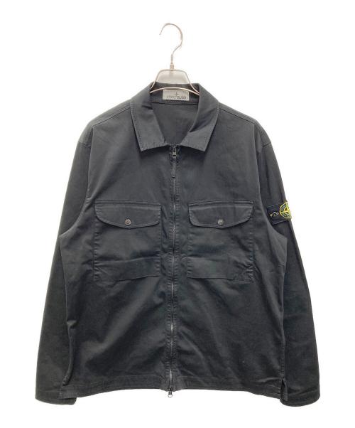 STONE ISLAND（ストーンアイランド）STONE ISLAND (ストーンアイランド) コットンストレッチ ジップシャツ ブラック サイズ:XLの古着・服飾アイテム