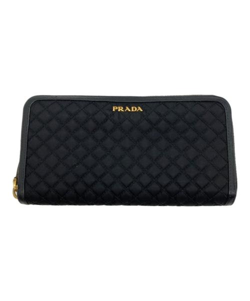 PRADA（プラダ）PRADA (プラダ) ラウンドファスナーキルティング長財布 ブラックの古着・服飾アイテム