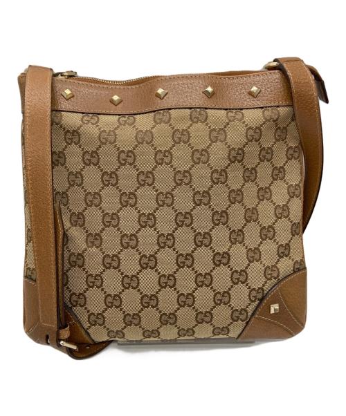 GUCCI（グッチ）GUCCI (グッチ) GGキャンバス スタッズ ショルダーバッグ ベージュの古着・服飾アイテム