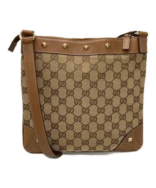 GUCCI（グッチ）GUCCI (グッチ) GGキャンバス スタッズ ショルダーバッグ ベージュの古着・服飾アイテム