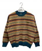 masonprinceメゾンプリンス）の古着「オーバーサイズ ワンポイントロゴ ボーダーニット」｜ブルー