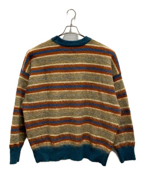 masonprince（メゾンプリンス）masonprince (メゾンプリンス) オーバーサイズ ワンポイントロゴ ボーダーニット ブルー サイズ:2の古着・服飾アイテム