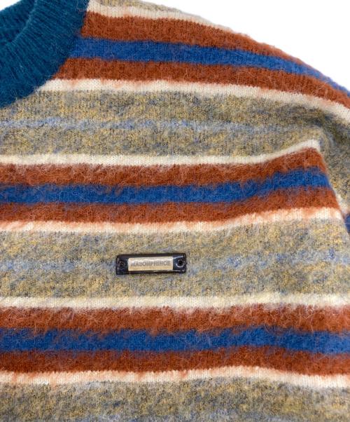 masonprince（メゾンプリンス）masonprince (メゾンプリンス) オーバーサイズ ワンポイントロゴ ボーダーニット ブルー サイズ:2の古着・服飾アイテム