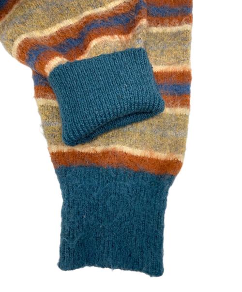 masonprince（メゾンプリンス）masonprince (メゾンプリンス) オーバーサイズ ワンポイントロゴ ボーダーニット ブルー サイズ:2の古着・服飾アイテム