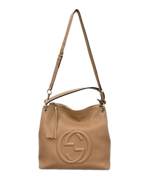 GUCCI（グッチ）GUCCI (グッチ) インターロッキングGソーホー2WAYバッグ ピンクベージュの古着・服飾アイテム