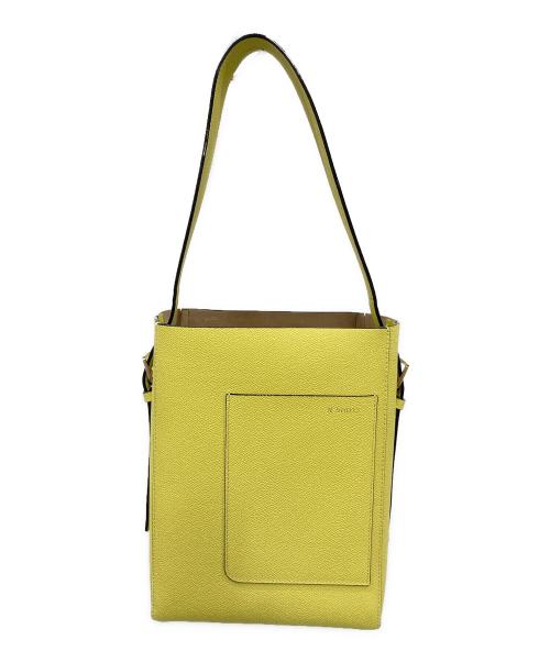 Valextra（ヴァレクストラ）Valextra (ヴァレクストラ) バケットスモール ショルダーバッグ イエローの古着・服飾アイテム