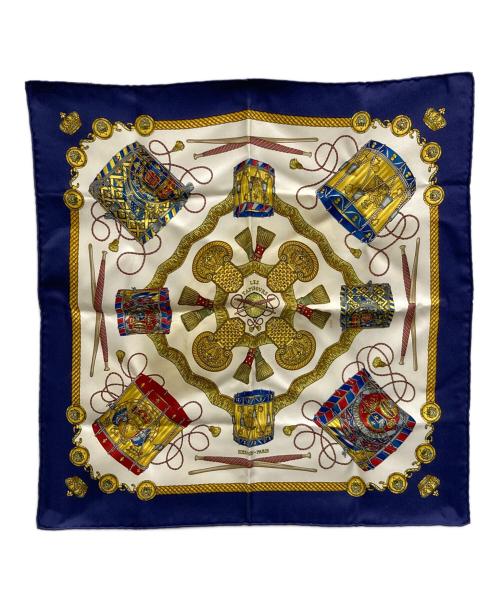 HERMES（エルメス）HERMES (エルメス) カレ40 タンブール太鼓 スカーフ ホワイトの古着・服飾アイテム