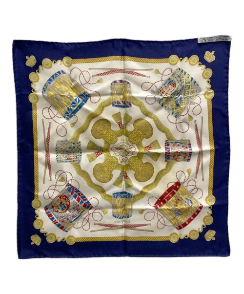 HERMES（エルメス）HERMES (エルメス) カレ40 タンブール太鼓 スカーフ ホワイトの古着・服飾アイテム