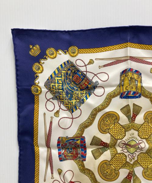 HERMES（エルメス）HERMES (エルメス) カレ40 タンブール太鼓 スカーフ ホワイトの古着・服飾アイテム