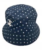 CHANELシャネル）の古着「ココマーク総柄バケットハット」｜ネイビー