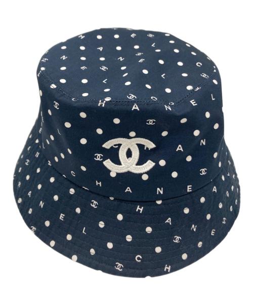 CHANEL（シャネル）CHANEL (シャネル) ココマーク総柄バケットハット ネイビー サイズ:Mの古着・服飾アイテム
